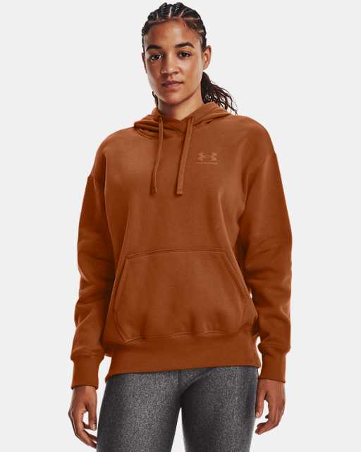 Under Armour Womens Tech 2.0 Graphic Hoodie Orange Sports Gym Hooded Warm 